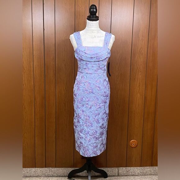 Aidan Mattox Metallic Floral Jacquard Dress size 2 - Picture 4 of 11